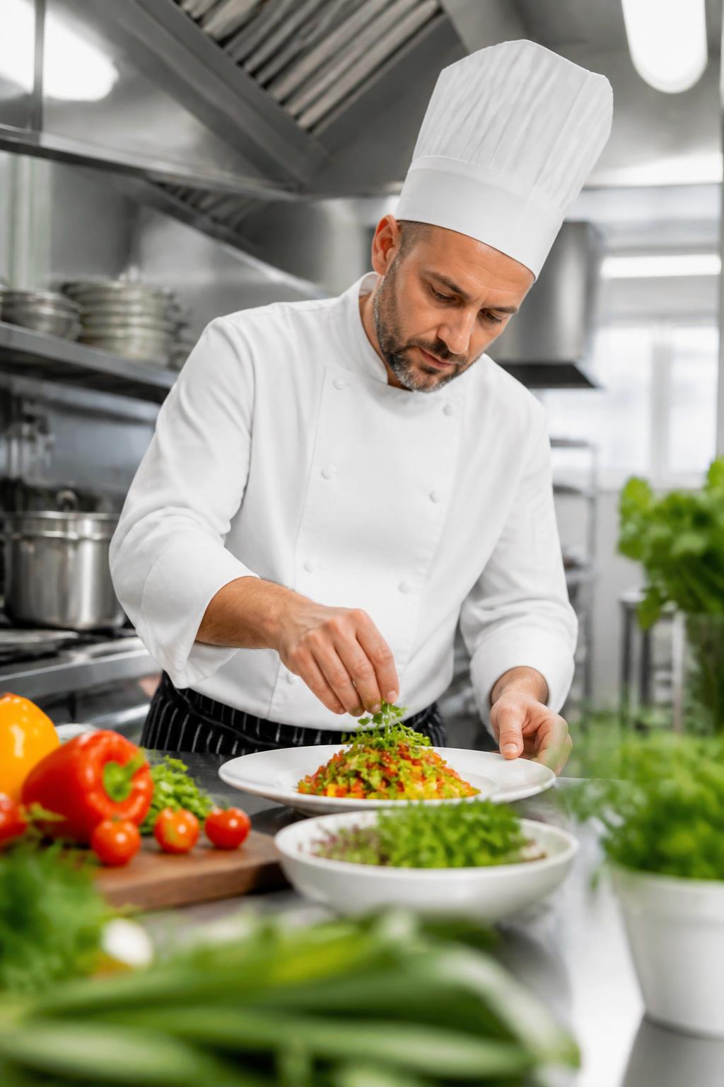 Chef em cozinha industrial